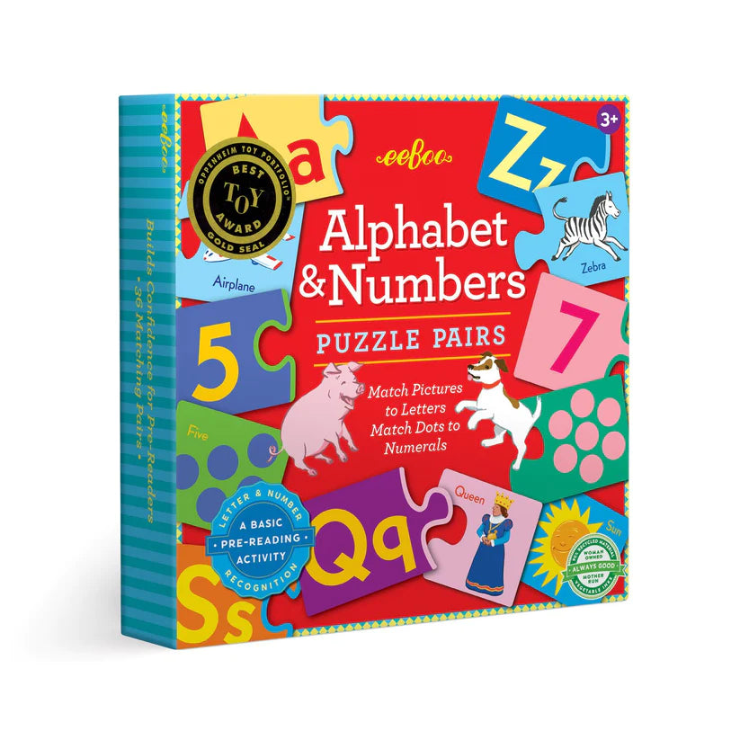 Eeboo Alphabet Numbers Puzzle Pairs – Genevieve Bond Gifts