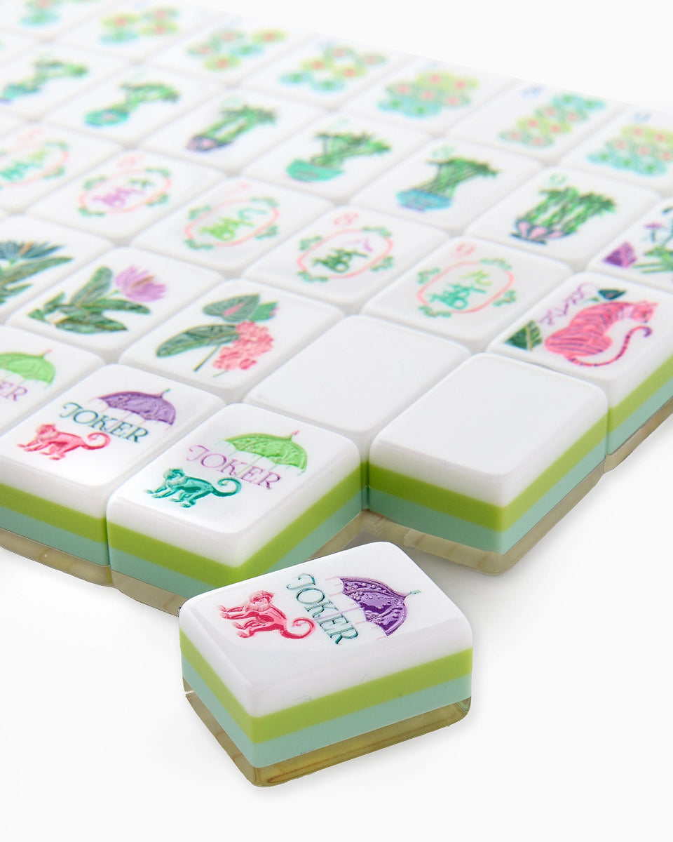 Smileshiney Juego De Mahjong con Dibujos | 65 Azulejos con Patrón De Bandera | Set con 144 Piedras para Viaje Familiar | Game Chino