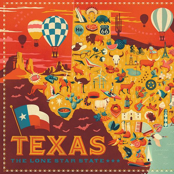 True South Puzzle TEXAS STATE MAP