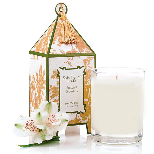 Elegant Gardenia Classic Toile Pagoda Box Candle