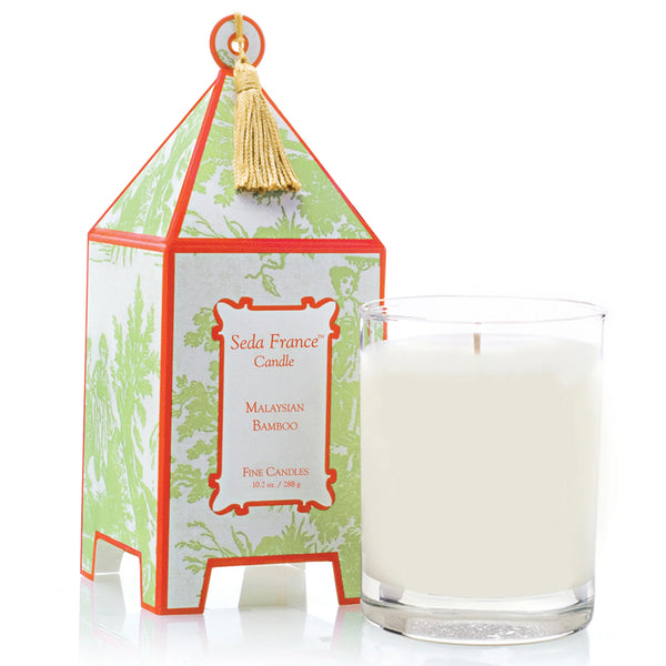 Malaysian Bamboo Classic Toile Pagoda Box Candle