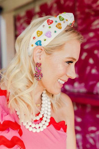 White Headband with Multi Color Candy Hearts