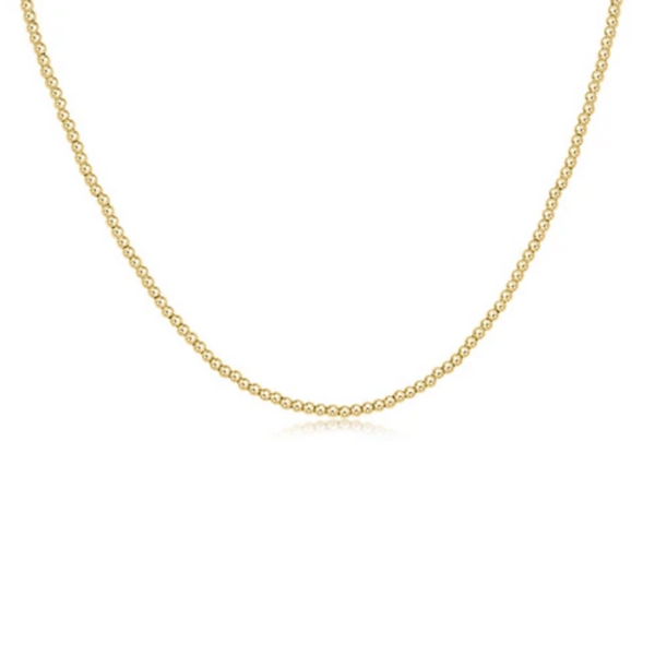E Newton 15" Classic Choker Necklace - 2mm Gold Bead
