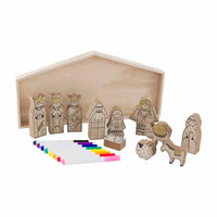 Mud Pie DIY Wood Nativity Color Yourself Set