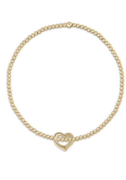 E Newton Classic Gold eGirl 2mm Gold Bead Bracelet - Small Love Charm