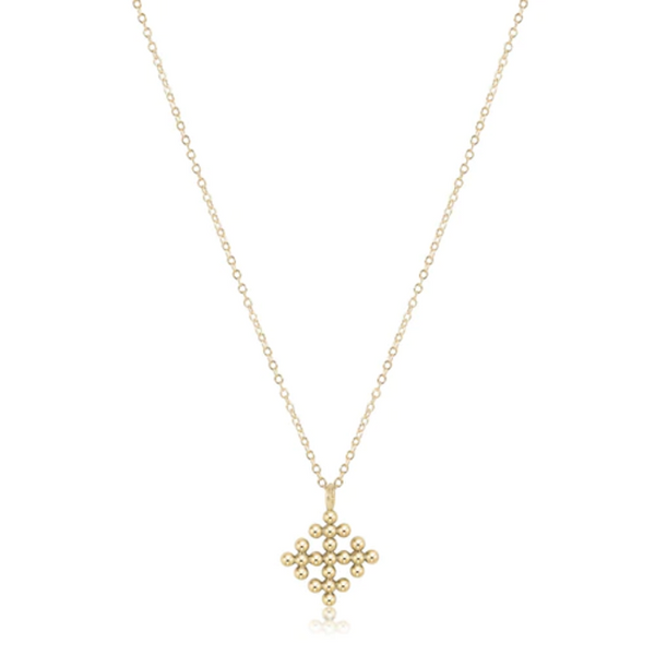 E Newton 16" Classic Beaded Signature Encompass Cross Gold Charm Necklace