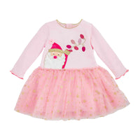 Mud Pie Glitter Pink Santa Mesh Dress