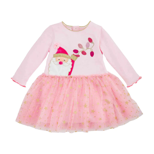 Mud Pie Glitter Pink Santa Mesh Dress Medium 2T/3T Mud Pie Glitter Pink Santa Mesh Dress Medium 2T/3T