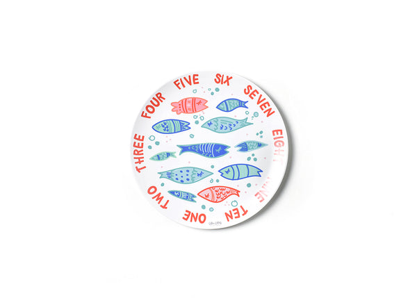 Coton Colors Melamine Dinner Plate UNDER THE SEA FISH WORD COLLAGE
