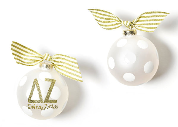 Coton Colors Delta Zeta Gold Glitter Glass Ornament RETIRED ~ SALE
