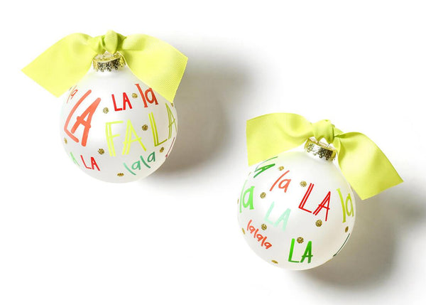 Coton Colors RETIRED Glass Ball Ornament FA LA LA LA ~ SALE!