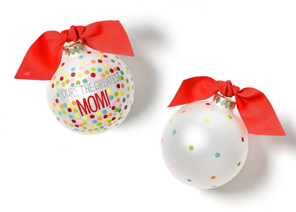 Coton Colors RETIRED Glass Ball Ornament GREATEST MOM BRIGHT CONFETTI ~ SALE!