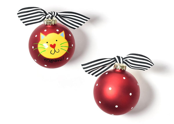 Coton Colors Glass Ball Ornament MEOW RED CAT ~ SALE!