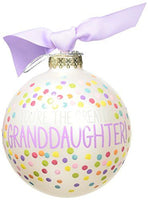 Coton Colors RETIRED Glass Ball Ornament GREATEST GRANDDAUGHTER BRIGHT CONFETTI ~ SALE!
