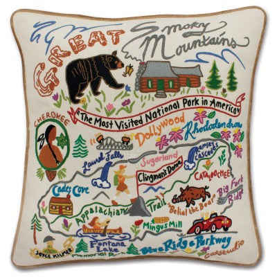 Catstudio Great Smoky Mountains Hand-Embroidered Pillow