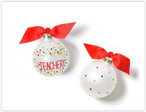 Coton Colors RETIRED Glass Ball Ornament GREATEST TEACHER BRIGHT CONFETTI ~ SALE!
